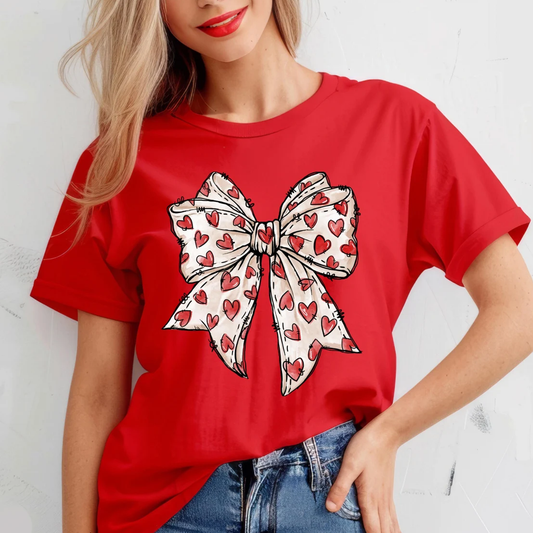 Valentine's Heart Bow Coquette Style T-Shirt