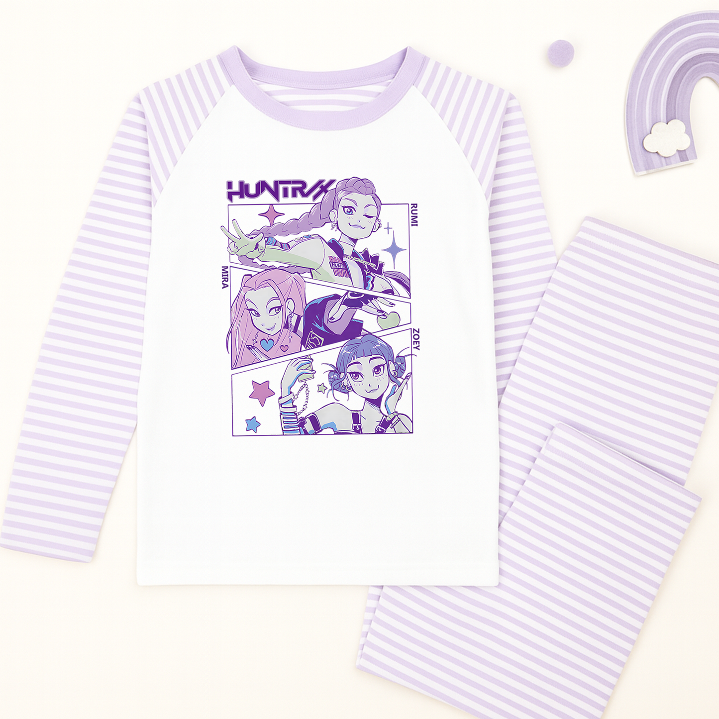 KPop Hunter Lilac Striped Pyjamas PJs - Personalisation optional