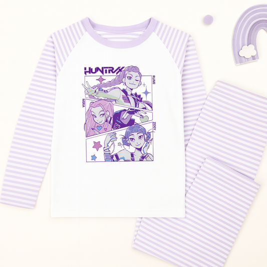 KPop Hunter Lilac Striped Pyjamas PJs - Personalisation optional