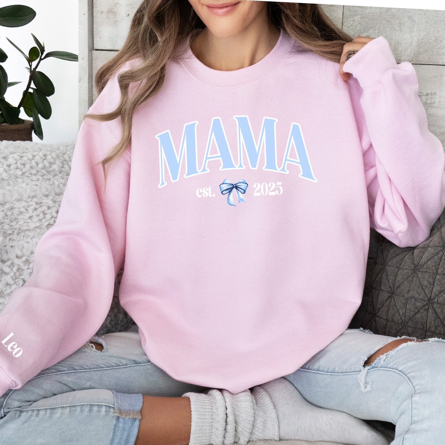 Personalised Mama Mummy Coquette Bow Design Est Sweatshirt