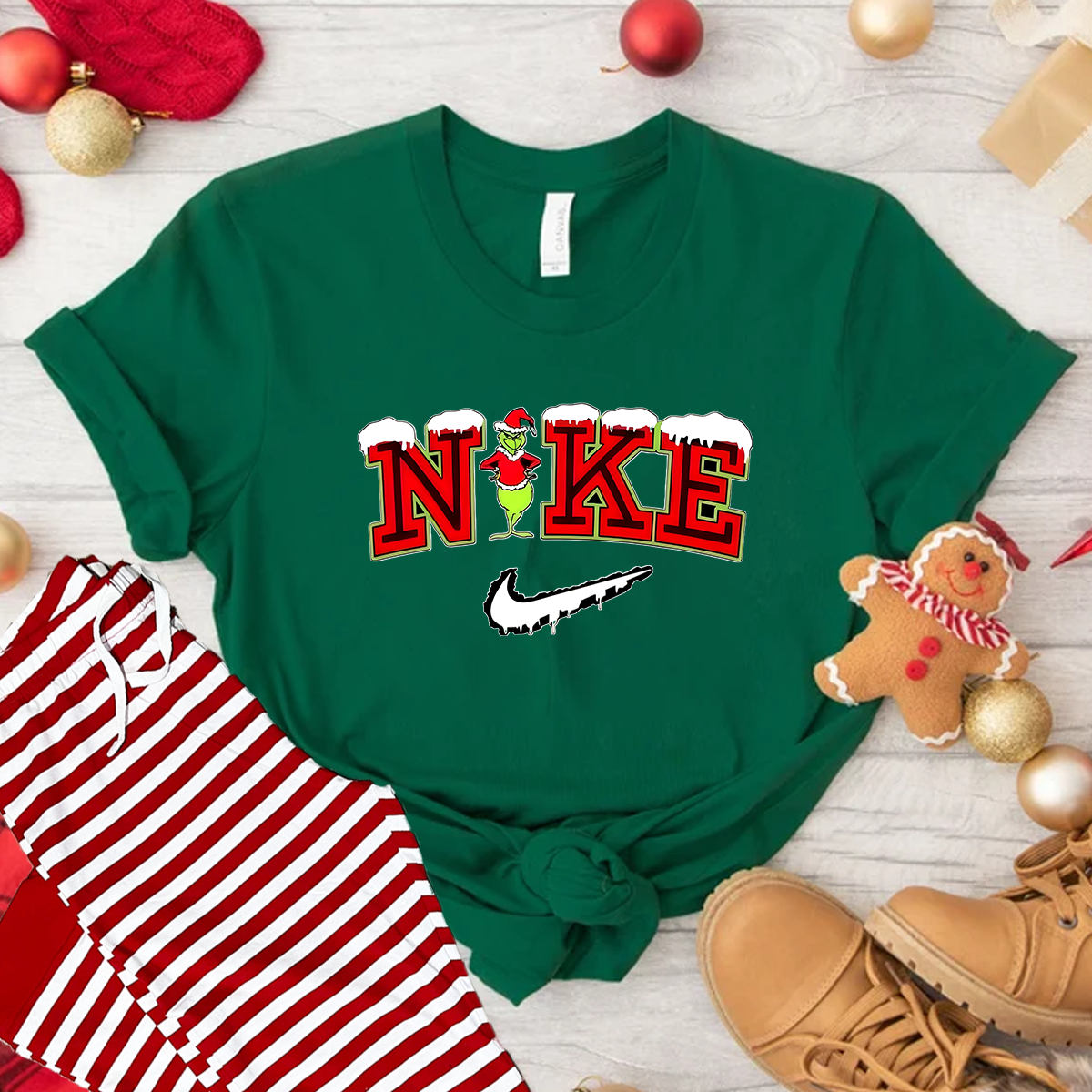 Retro Grinchy Snow Design Christmas T-Shirt