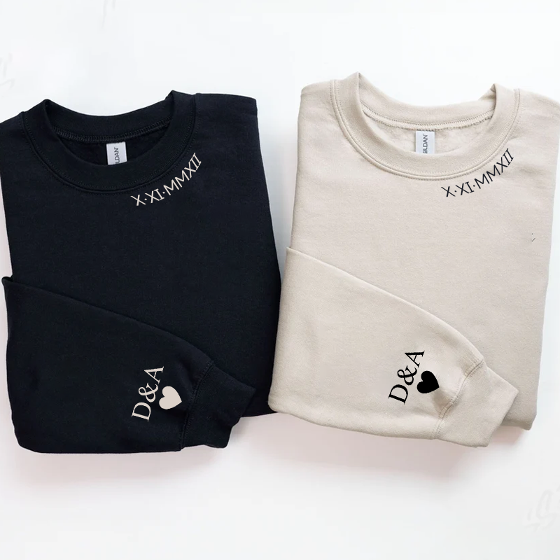 Personalised Roman Numeral Anniversary Date Printed Sweatshirt - couples gift