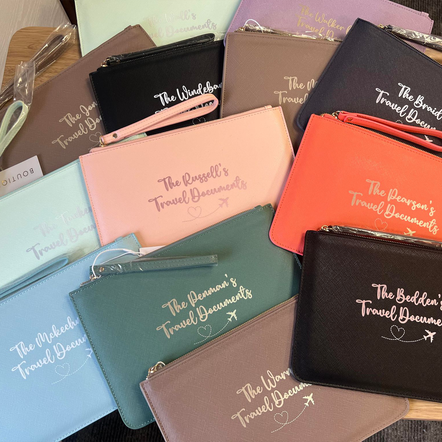 Personalised Boutique Travel Document Organiser Wallet / Pouch