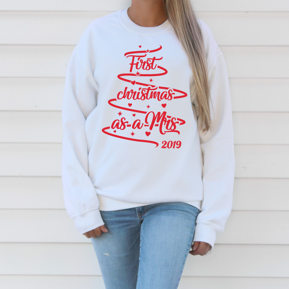 First Christmas as a Mrs 2019 white Sweatshirt