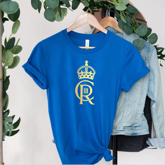 Royal Blue His Royal Highness King Charles III Emblem Coronation Day T-Shirt