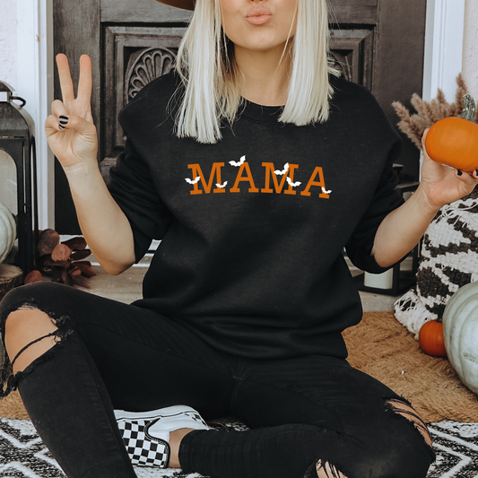 MAMA Halloween Bats Black Sweatshirt