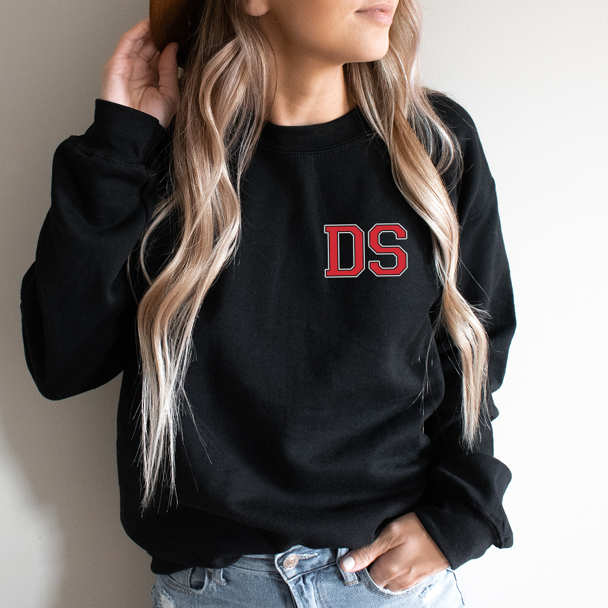 Personalised Varsity Letters Black Sweatshirt