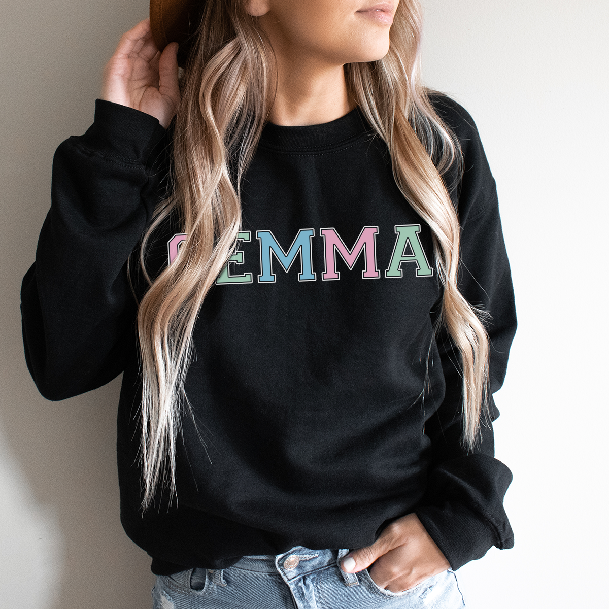 Personalised Varsity Letters Black Sweatshirt