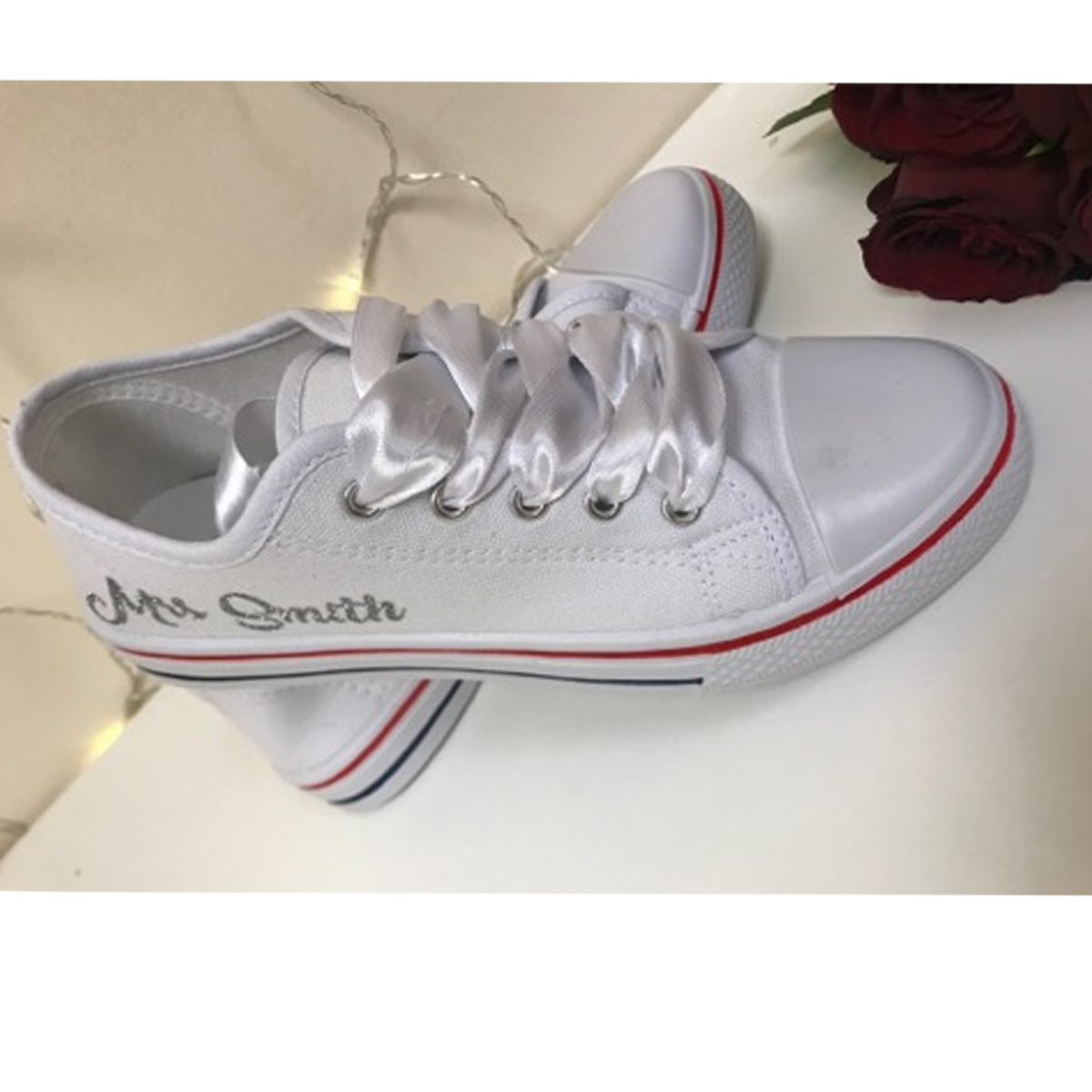 Personalised White Canvas Wedding Shoes