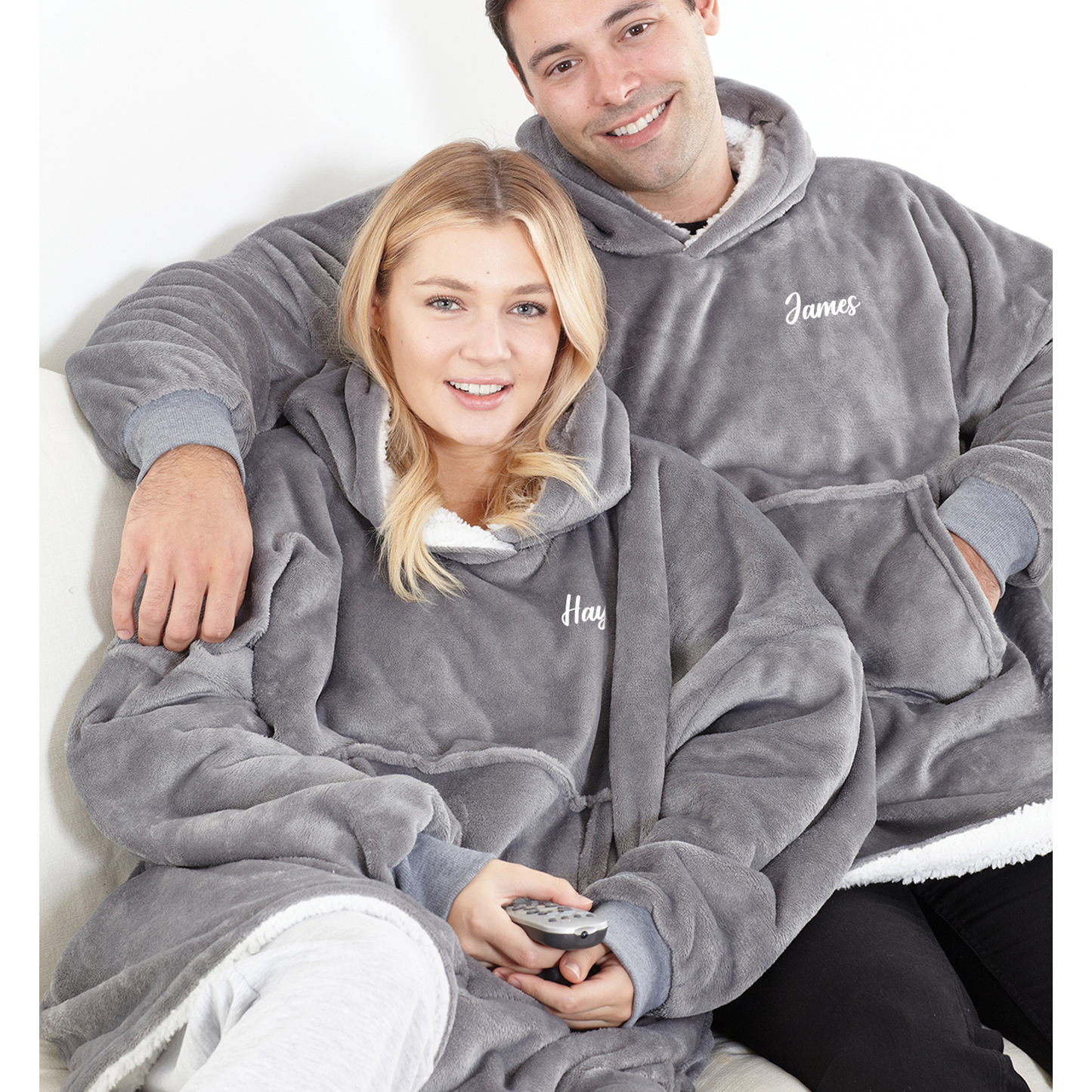 Personalised Oversized Reversible Cosy Blanket Sherpa Hoodie - UNISEX