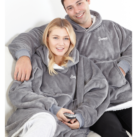 Personalised Oversized Reversible Cosy Blanket Sherpa Hoodie - UNISEX