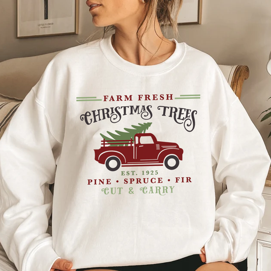 Farm Fresh Christmas Trees Vintage Style Christmas Jumper