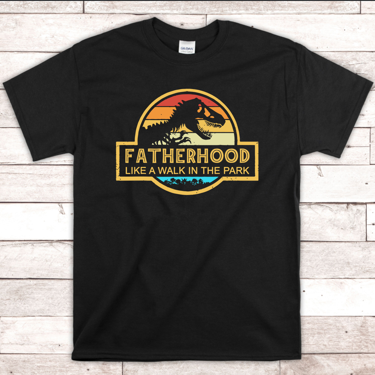 Fatherhood - Like a Walk in the Park vintage design Black T-Shirt
