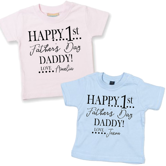 Happy 1st Father's Day Daddy - Personalised baby t-shirt