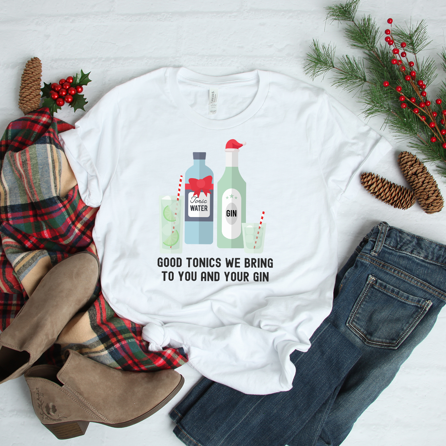 Good Tonics We Bring To You Your Gin White Christmas T Shirt
