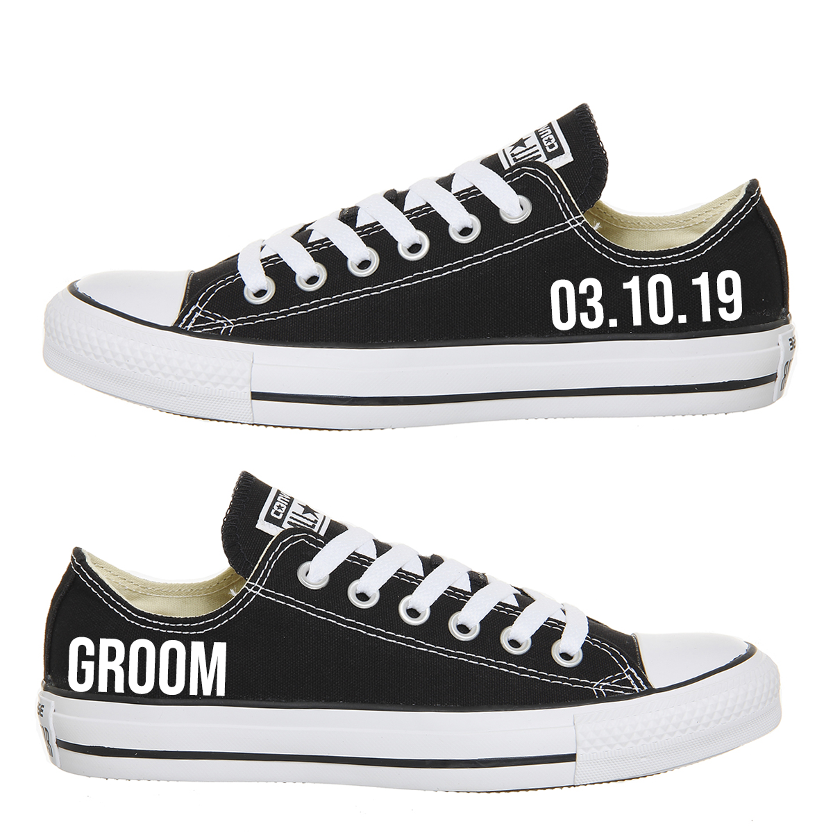 Personalised Black Original All Star Converse Canvas Wedding Shoes