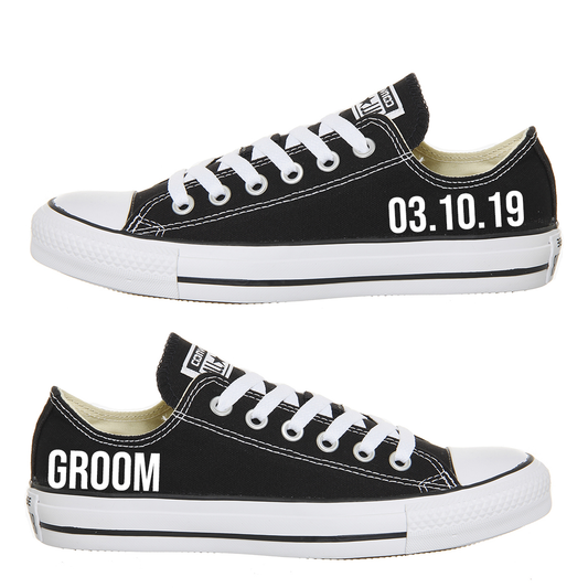Personalised Black Original All Star Converse Canvas Wedding Shoes - Mens
