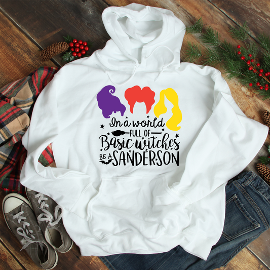 In a world full of basic witches, be a Sanderson White Hoodie