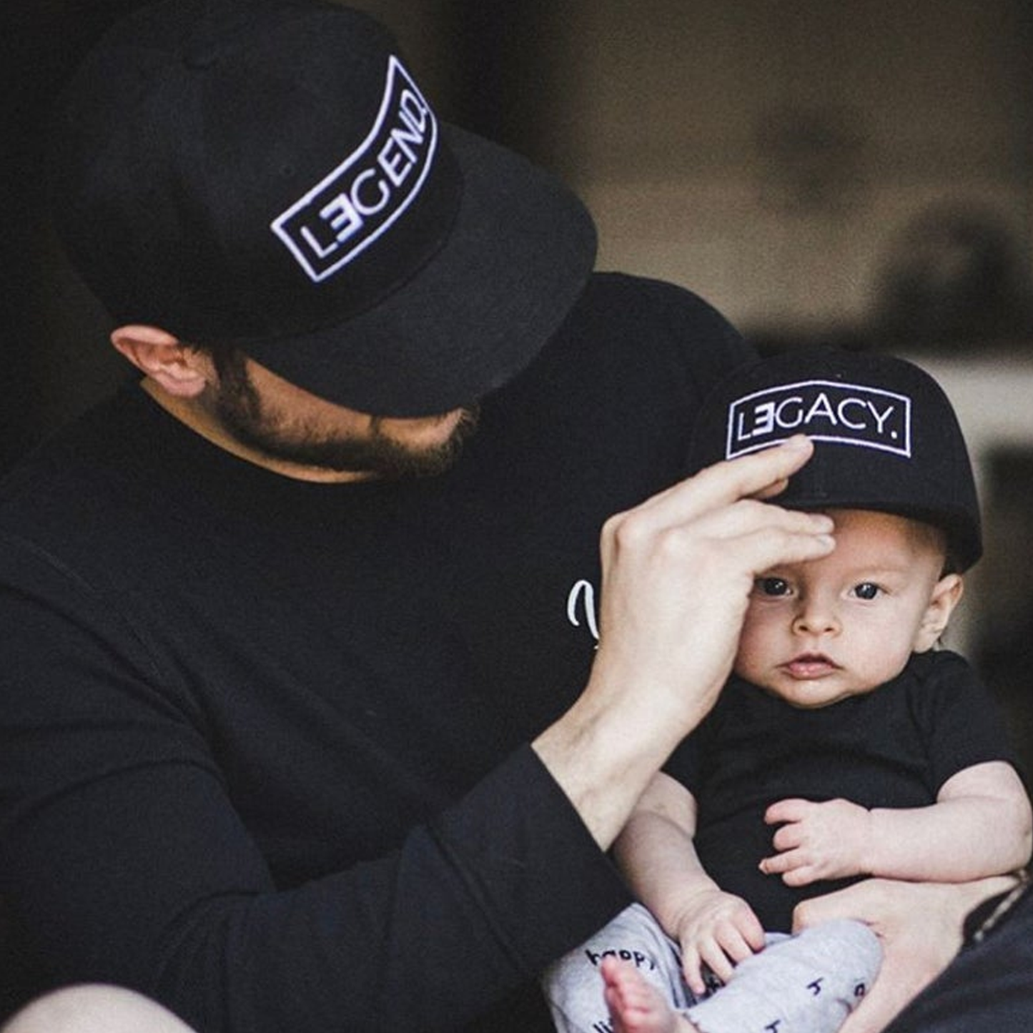 Daddy & Me Matching Black Snapback Caps - Legend Legacy