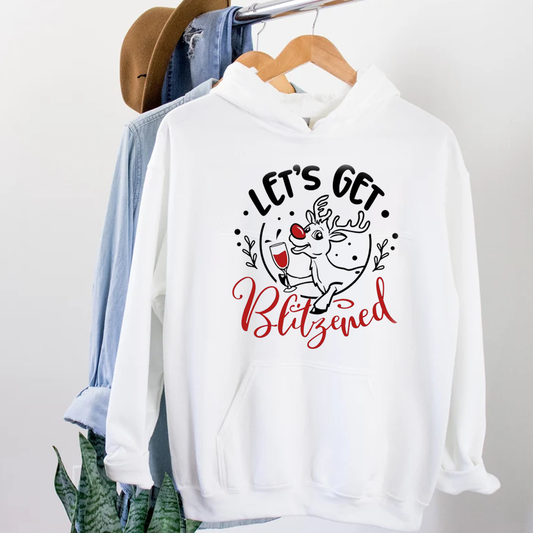 Let's Get Blitzened White Festive Hoodie