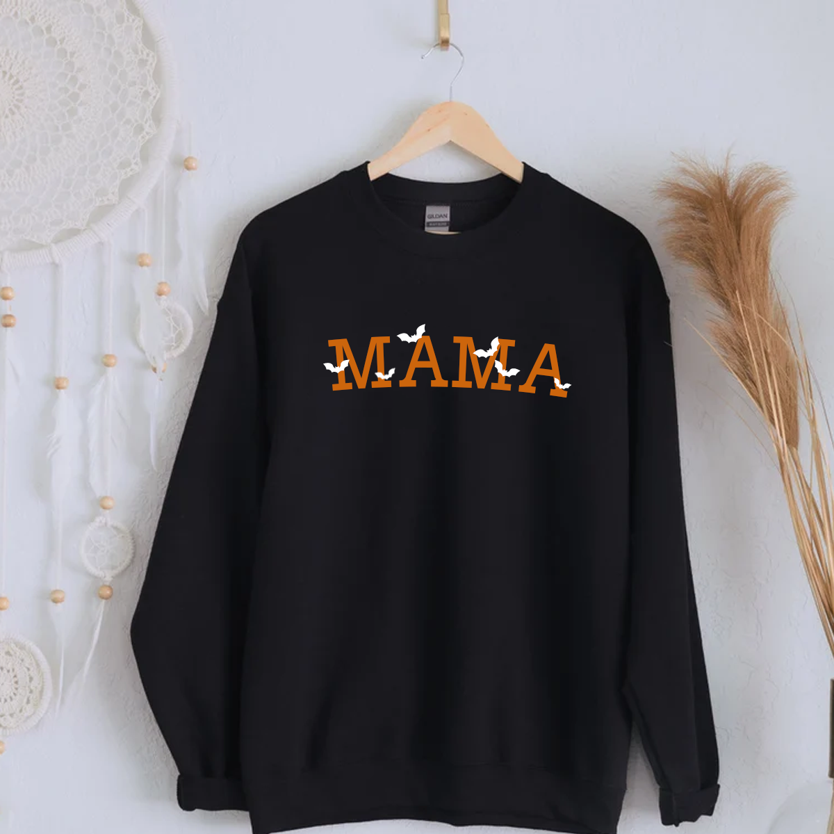 MAMA Halloween Bats Black Sweatshirt