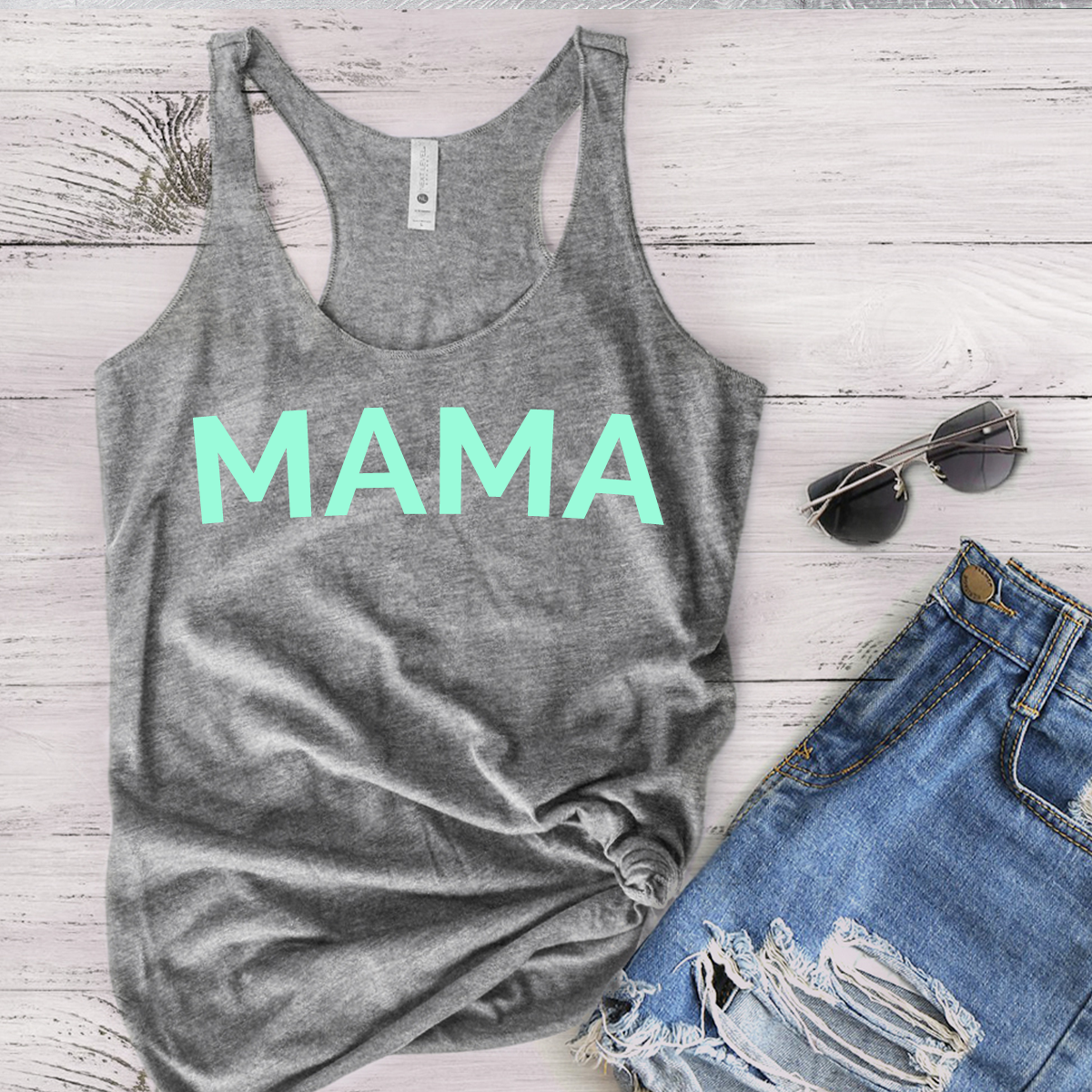 MAMA mint green print Racerback Grey vest top