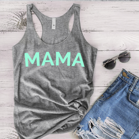 MAMA mint green print Racerback Grey vest top