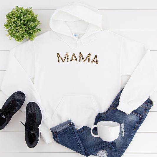 Mama leopard print - White Hoodie