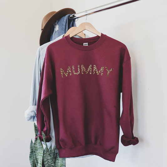 Mummy Leopard Print - Cardinal Red Sweatshirt
