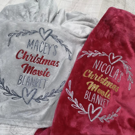 Personalised Christmas Movie Watching Cosy Blanket / Throw