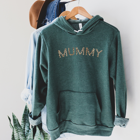 Mummy leopard print - Heather Dark Green Hoodie