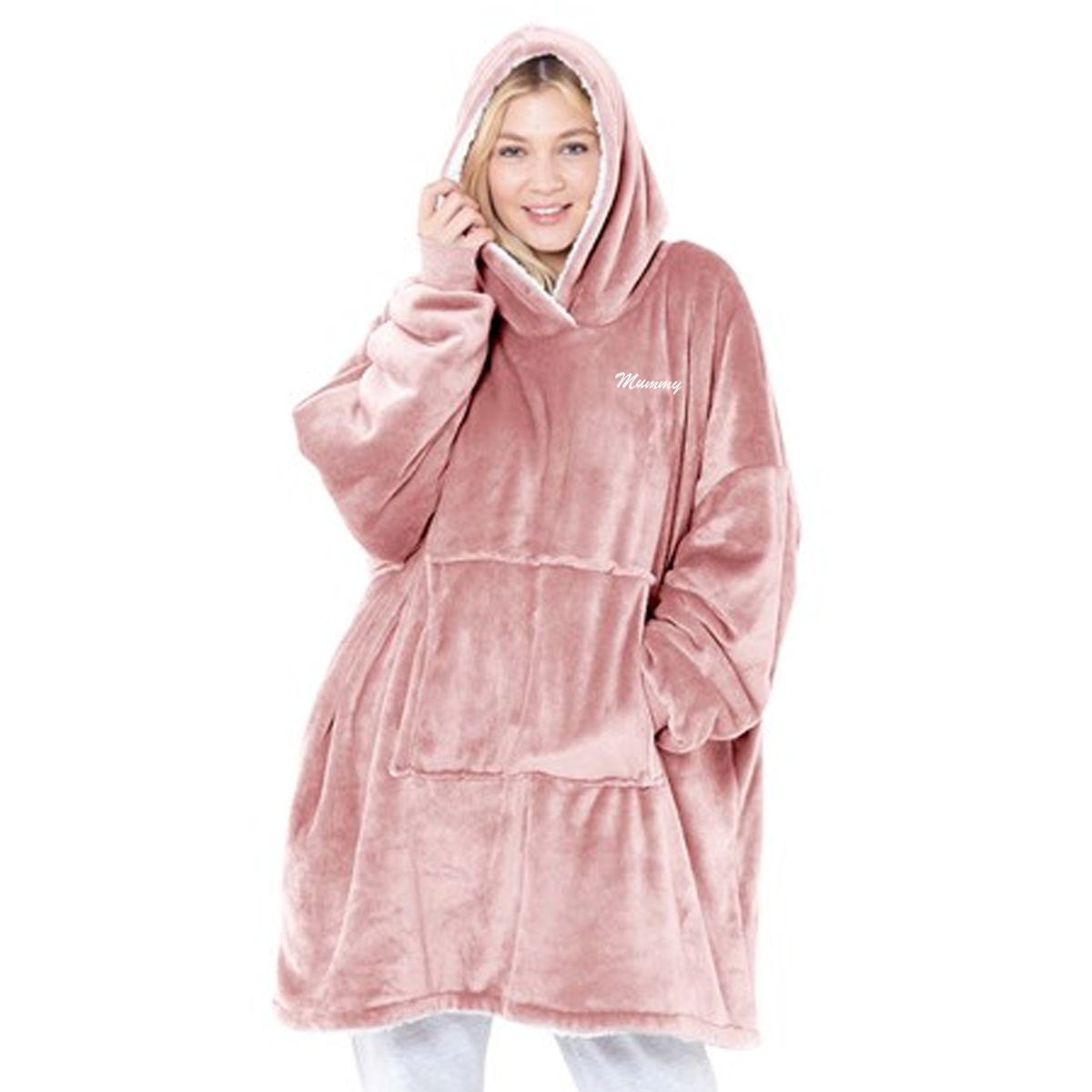 Personalised Oversized Reversible Cosy Blanket Sherpa Hoodie - UNISEX