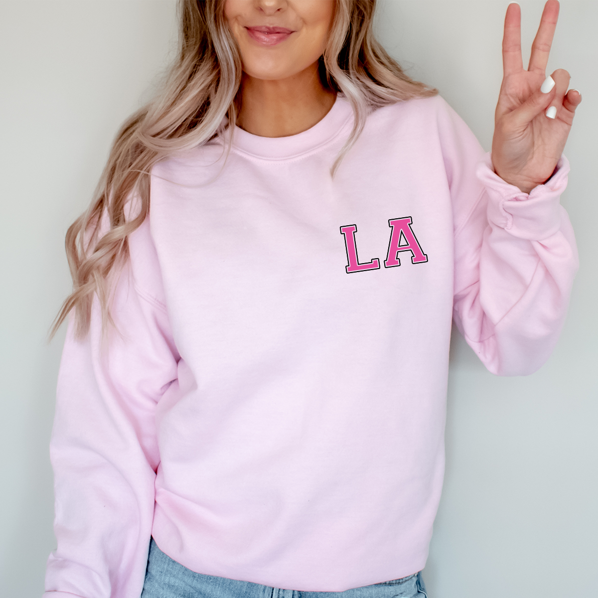 Personalised Varsity Letters Light Pink Sweatshirt
