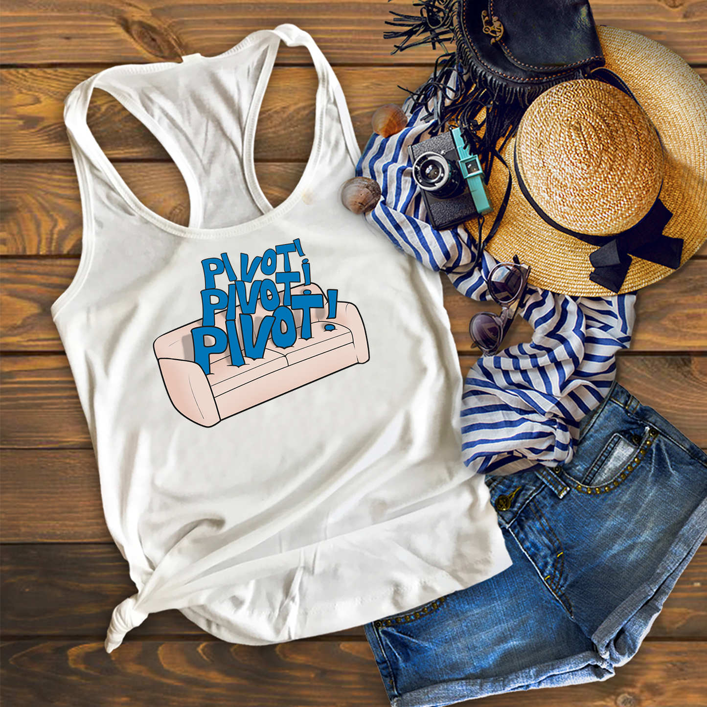 PIVOT Racer back white vest top
