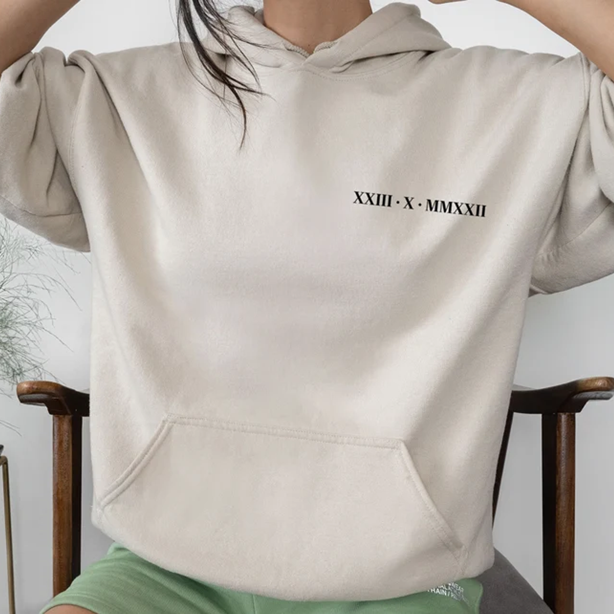 Personalised Printed Anniversary Date Hoodie in Roman Numbers - couples gift