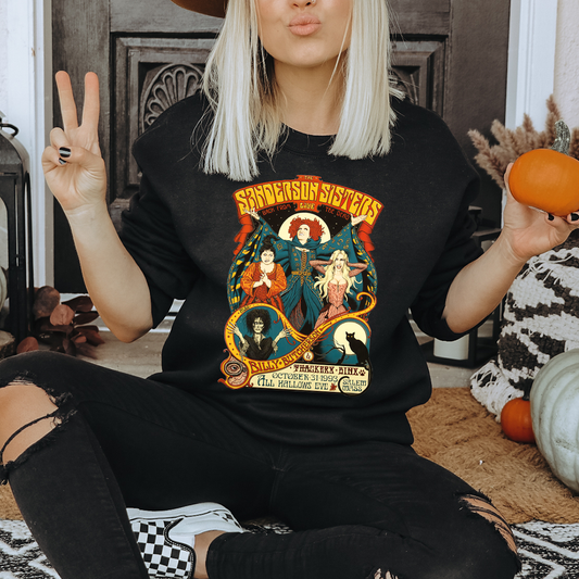 Sanderson Sisters Vintage Poster Design Black Sweatshirt - kids & adult sizes