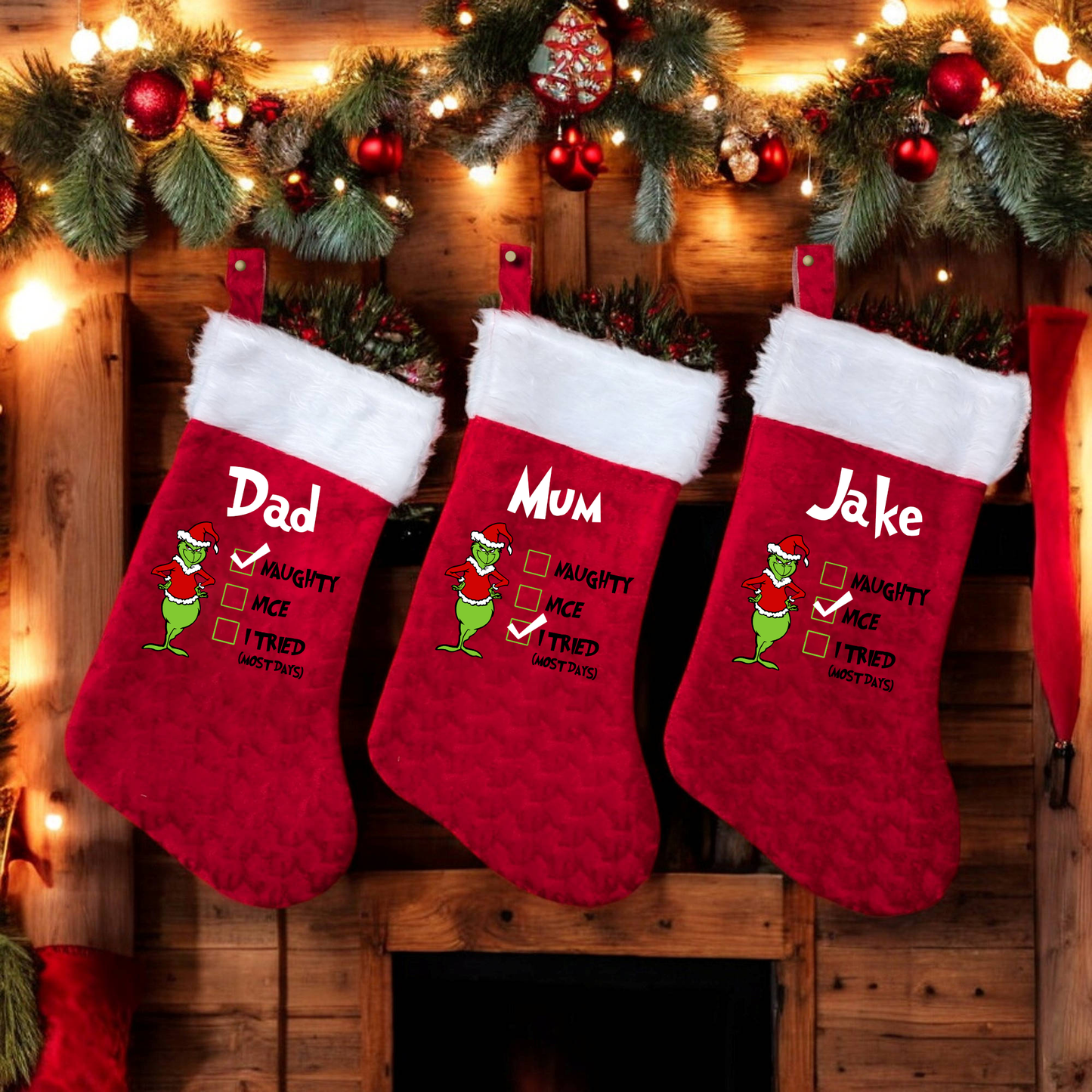 Personalised Grinchy Christmas Stocking