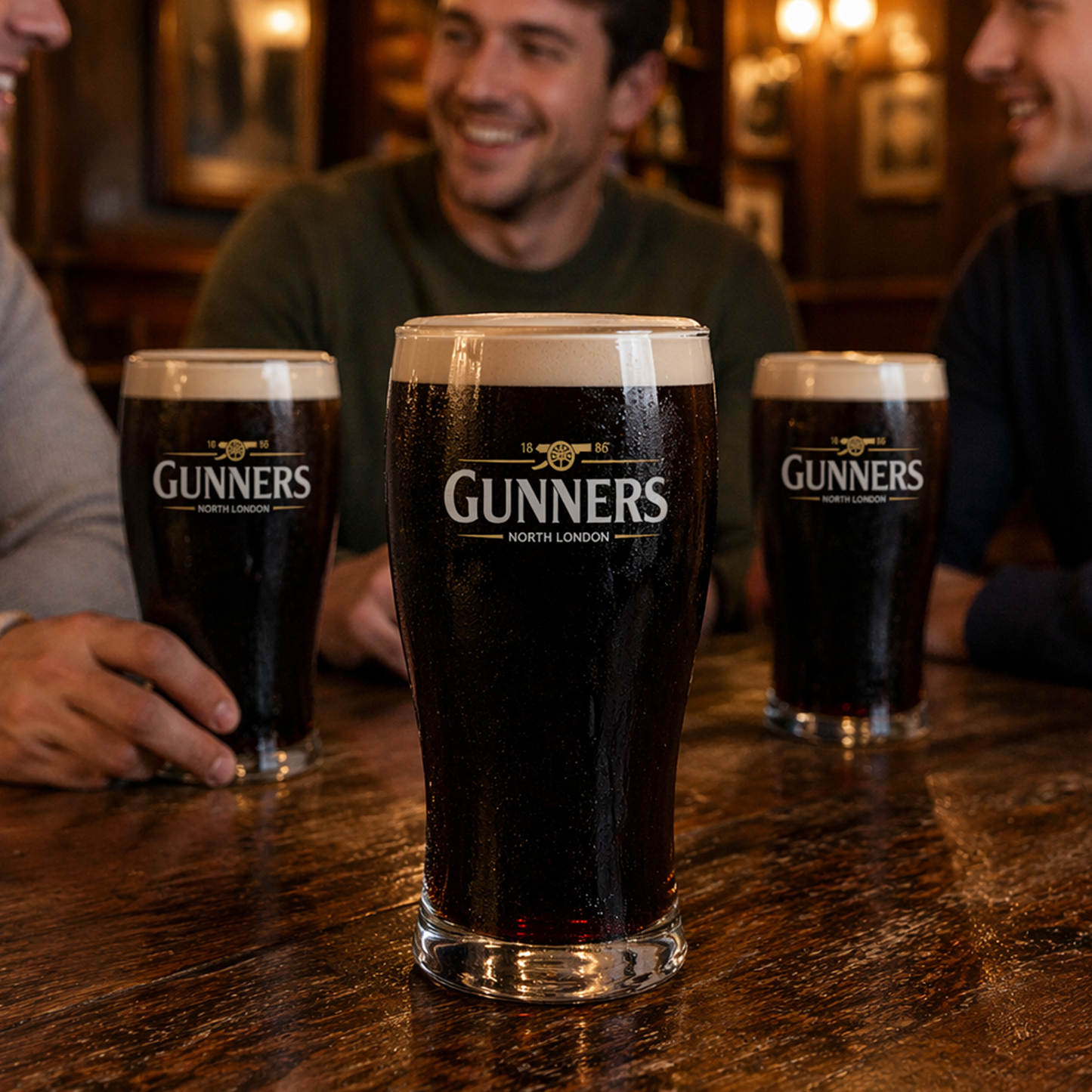 Gunners Arsenal Guinness Style Pint Beer Glass - Personalised