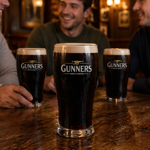 Gunners Arsenal Guinness Style Pint Beer Glass - Personalised – A.C ...