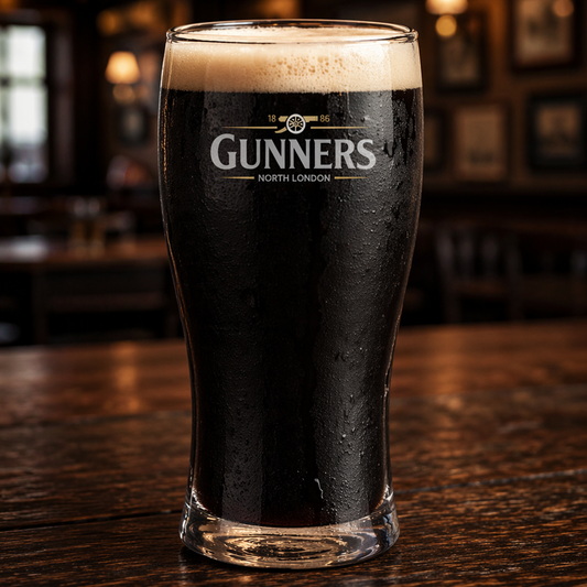 Gunners Arsenal Guinness Style Pint Beer Glass - Personalised