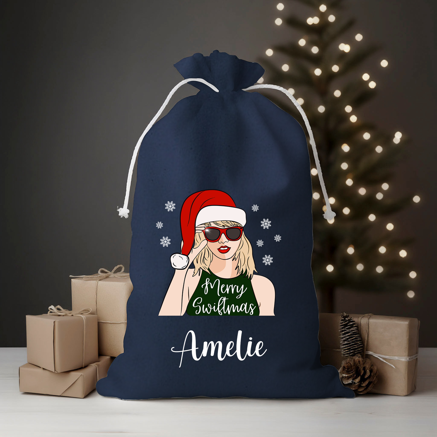 Personalised Merry Swiftmas Christmas Santa Sack - Different Sizes Available