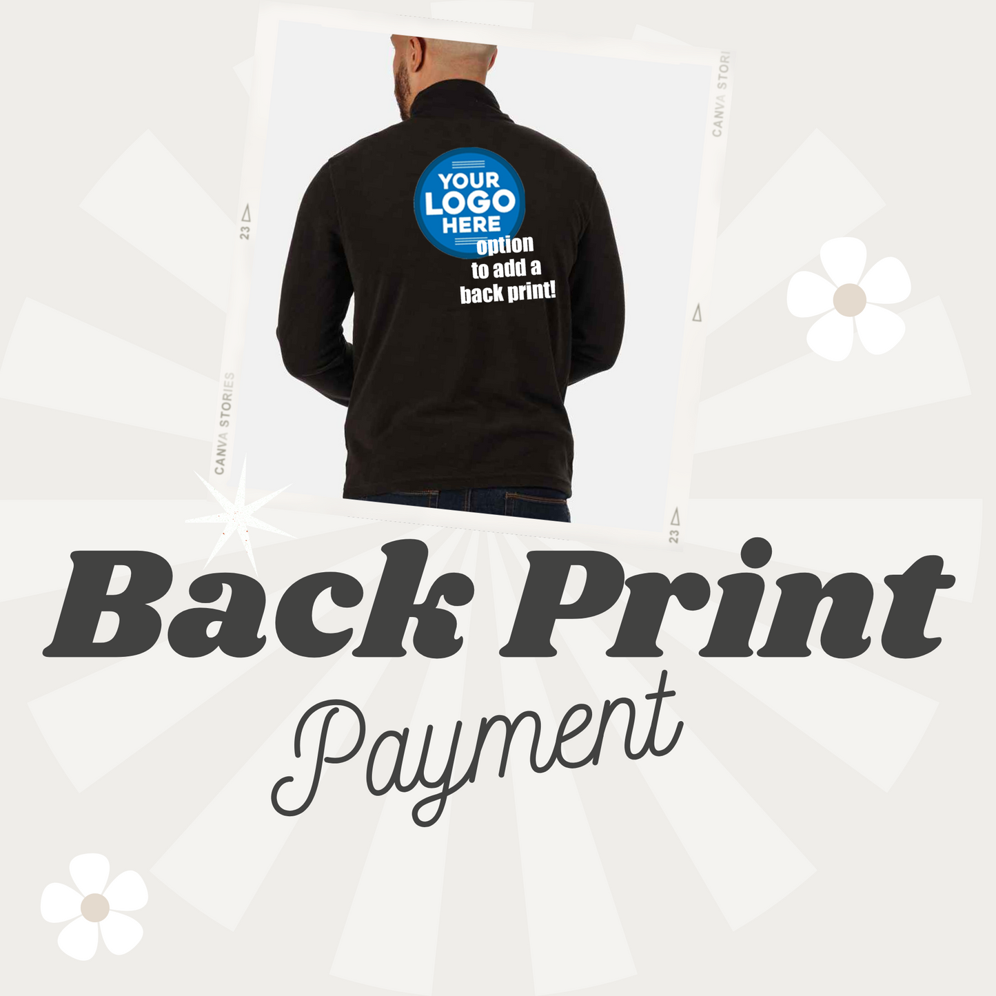 Payment for Back Print