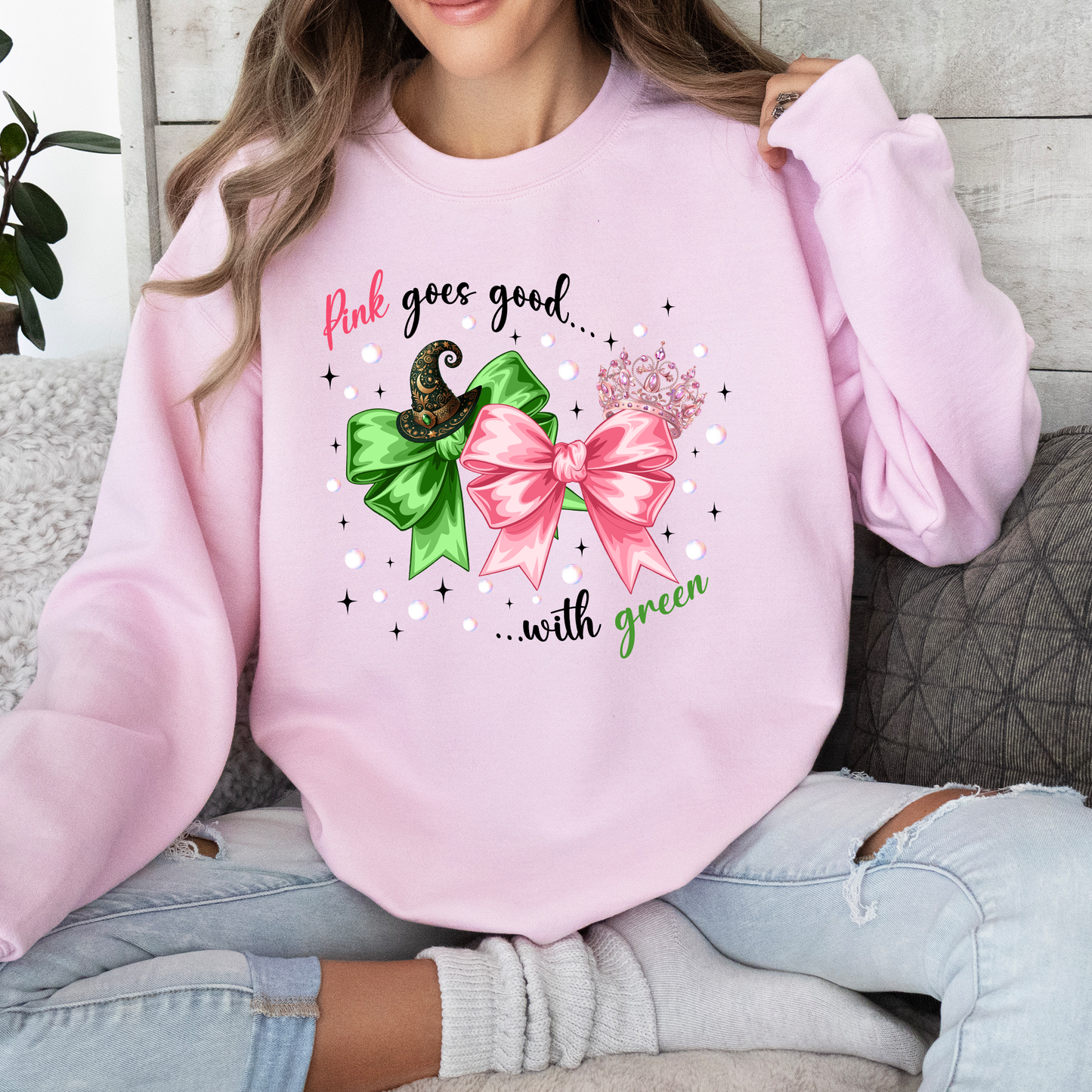 Pink Goes Good With Green Jumper Sweatshirt