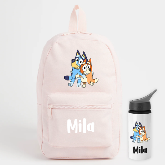 Personalised Bluey Mini Toddler Backpack w/ optional Water Bottle