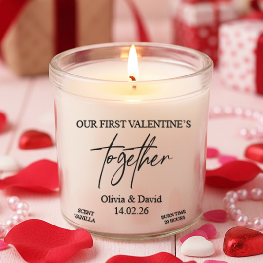 Personalised Our First Valentine's Day Candle - gift idea!