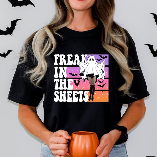 Freak In The Sheets Funny Ghost Halloween T-Shirt