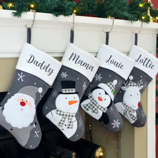 Personalised Grey Deluxe Christmas Stocking