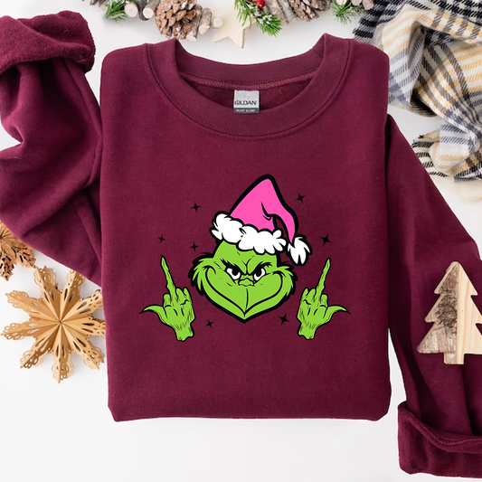 Rude Grinch Design Christmas Jumper Sweater