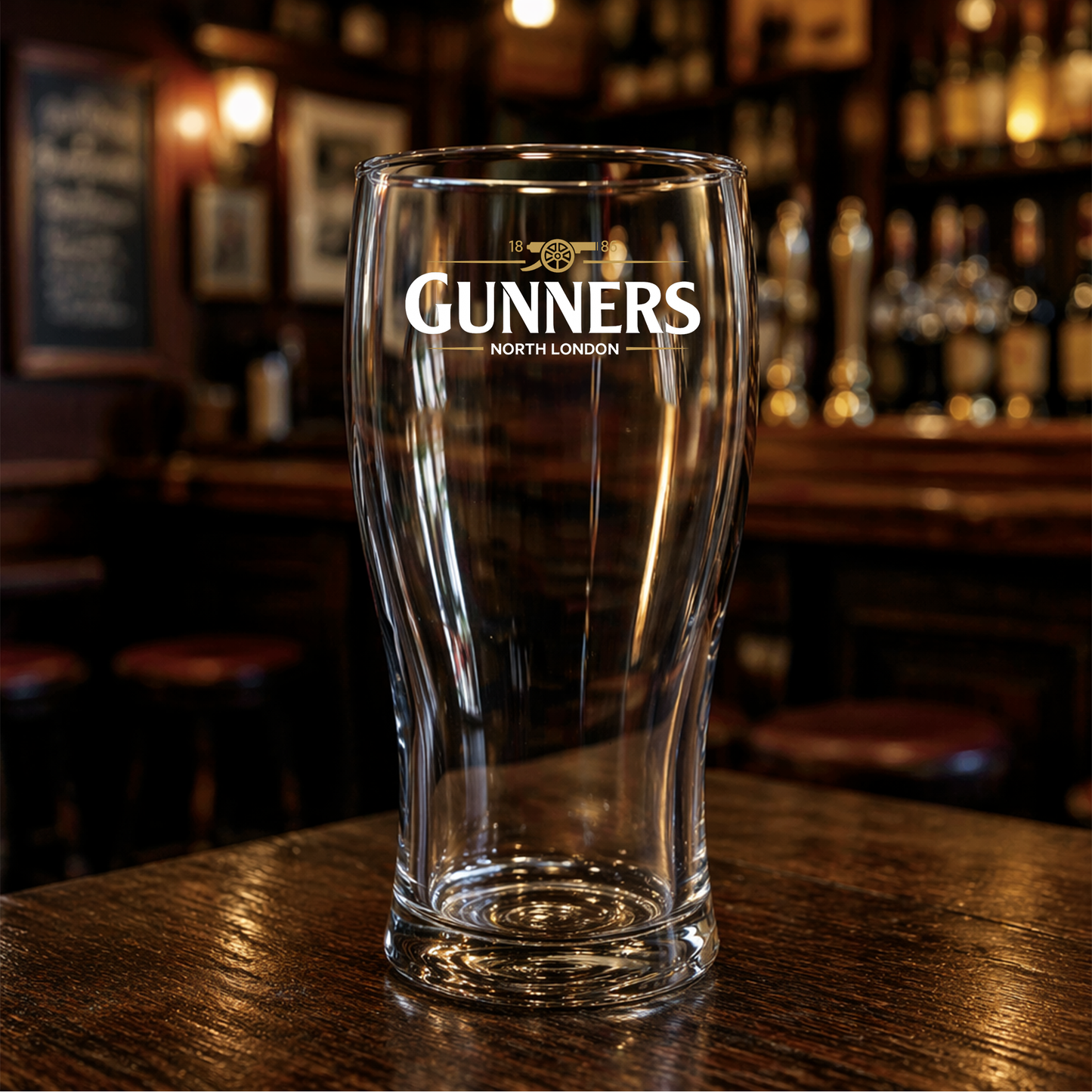 Gunners Arsenal Guinness Style Pint Beer Glass - Personalised
