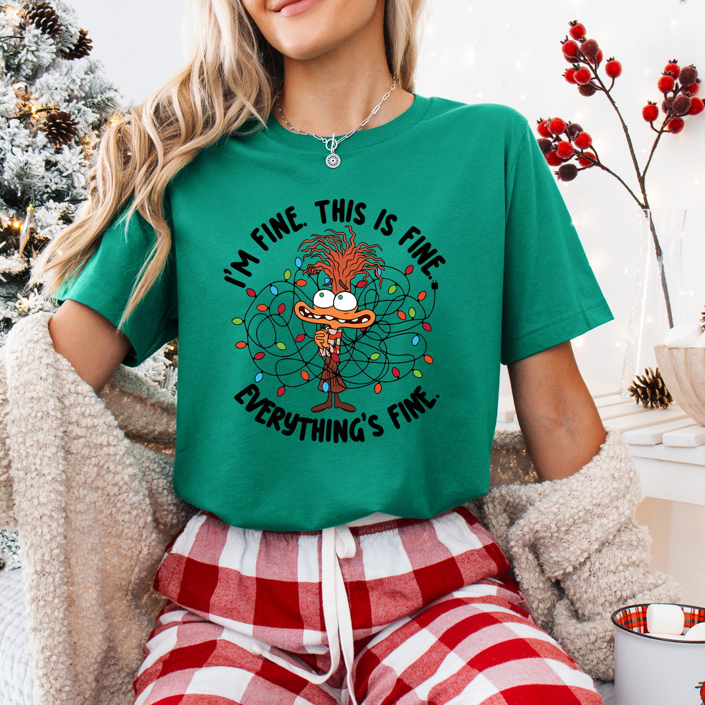 It's Fine Everything's Fine Christmas Lights Anxiety T-Shirt